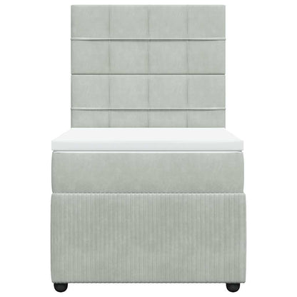 Boxspringbett mit Matratze Hellgrau 90x200 cm Samt
