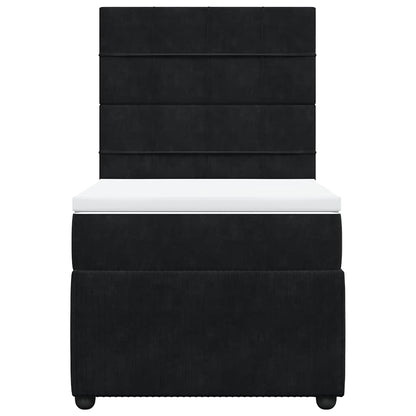 Boxspringbett mit Matratze Schwarz 90x200 cm Samt