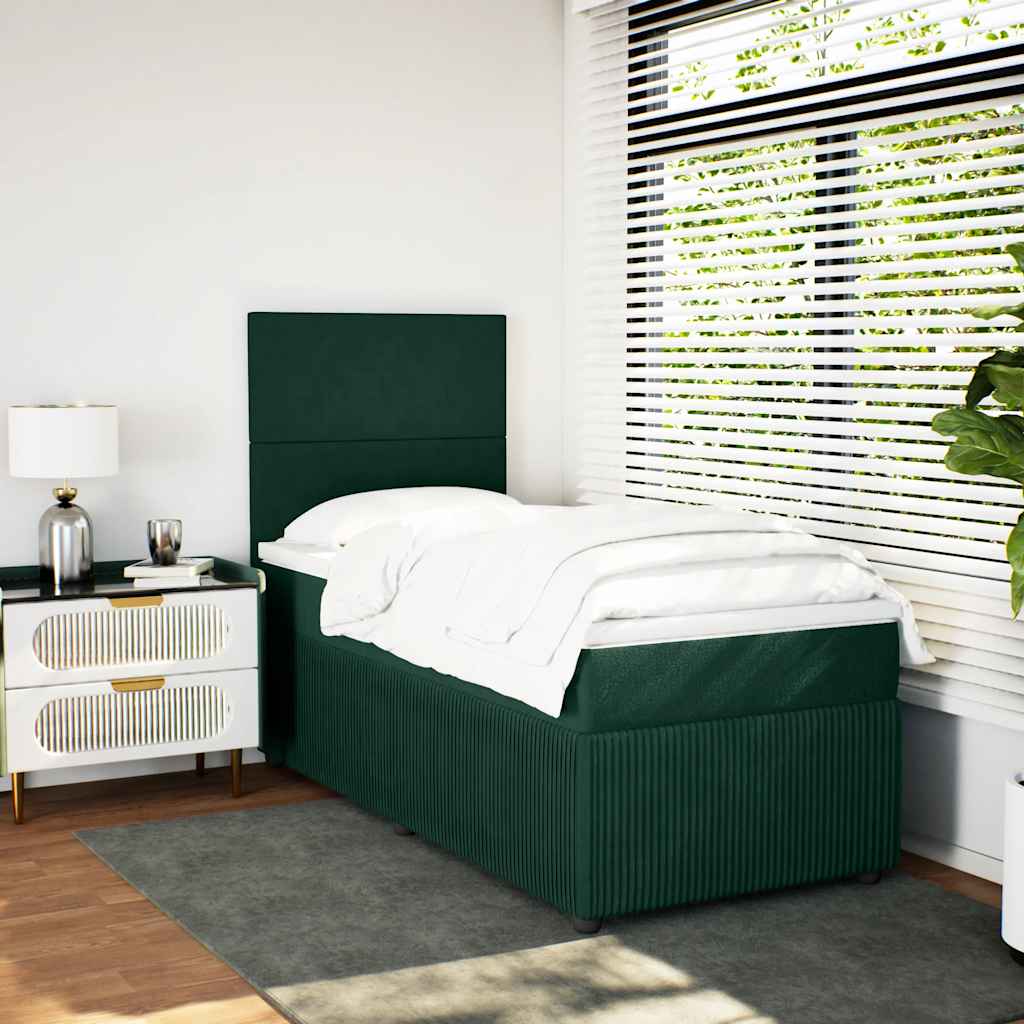 Boxspringbett mit Matratze Dunkelgrün 90x200 cm Samt