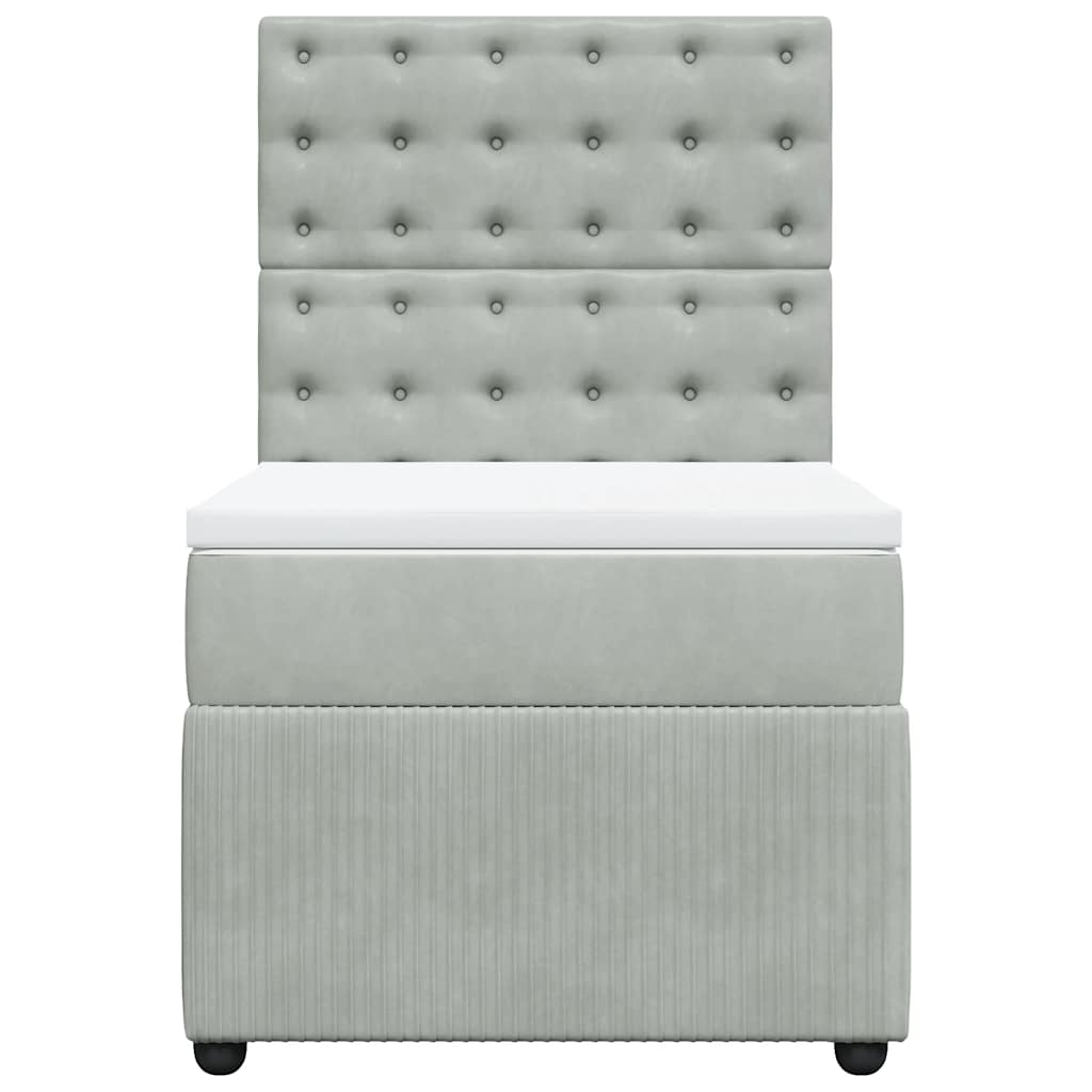 Boxspringbett mit Matratze Hellgrau 90x200 cm Samt