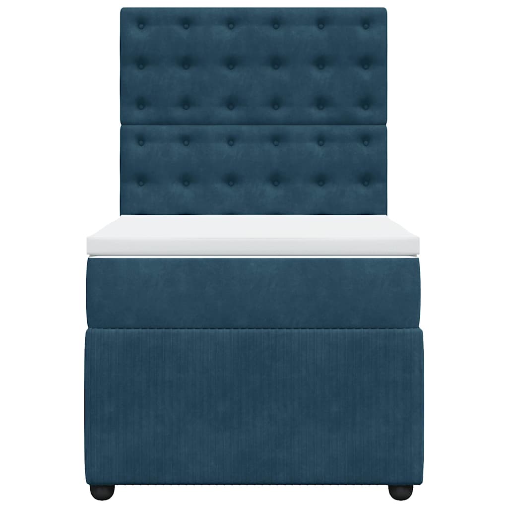 Boxspringbett mit Matratze Dunkelblau 90x200 cm Samt