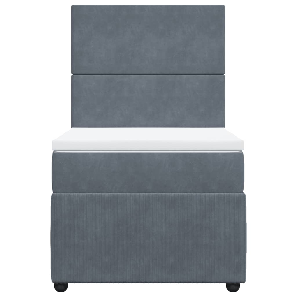 Sommier tapissier avec matelas gris foncé 100x200 cm velours