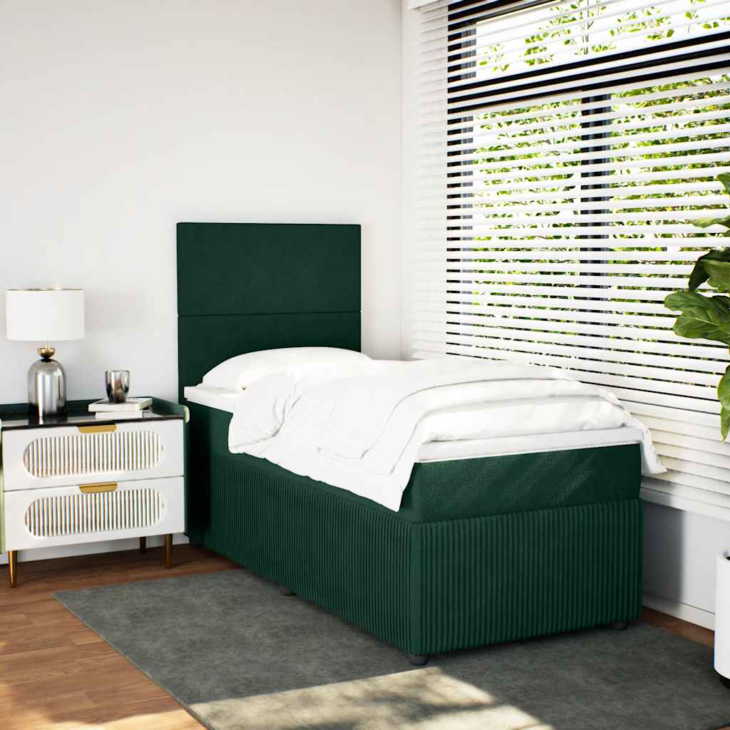 Boxspringbett mit Matratze Dunkelgrün 100x200 cm Samt