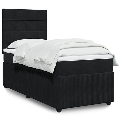 Boxspringbett mit Matratze Schwarz 100x200 cm Samt