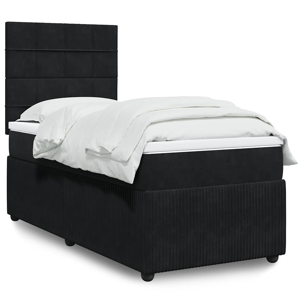 Boxspringbett mit Matratze Schwarz 100x200 cm Samt