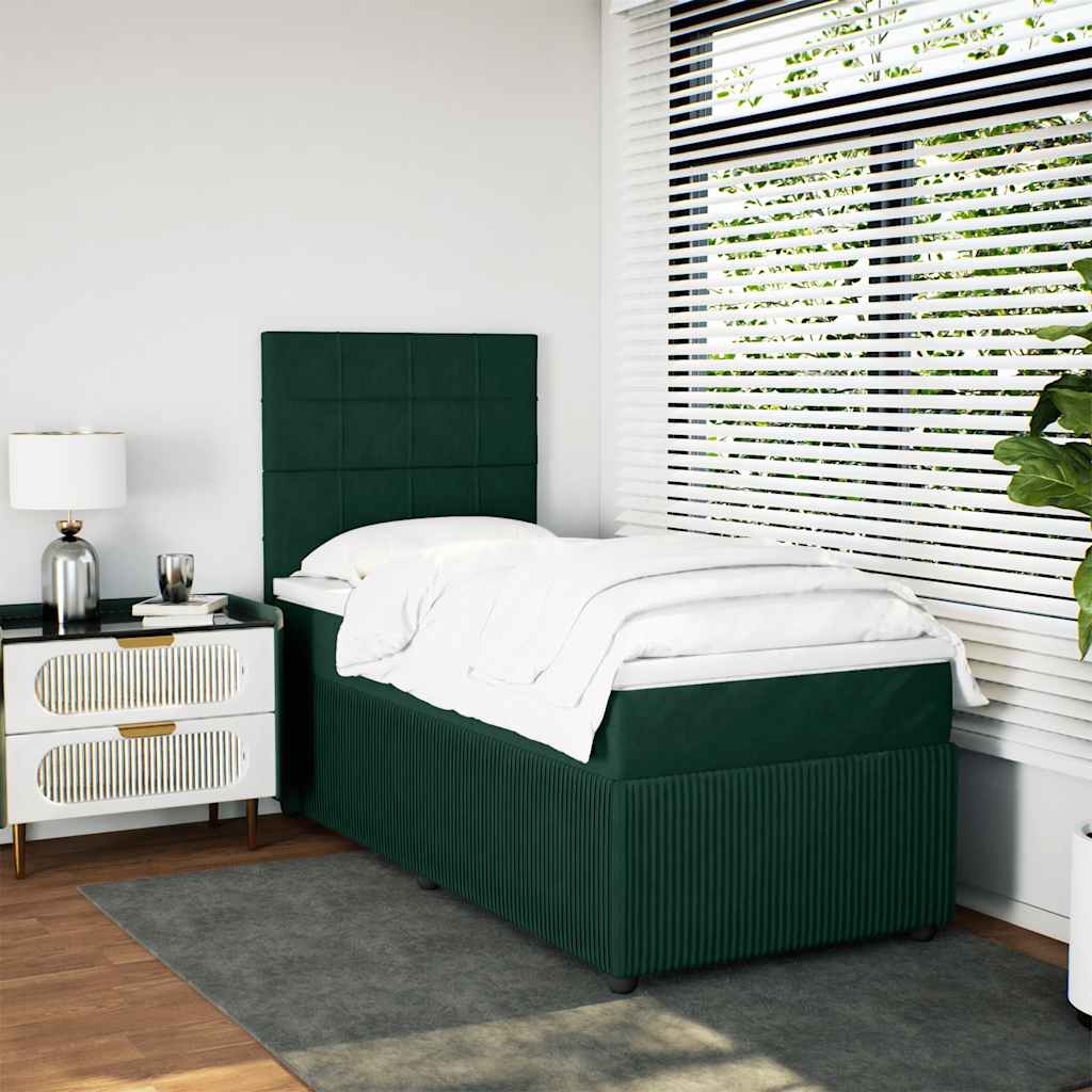 Boxspringbett mit Matratze Dunkelgrün 100x200 cm Samt