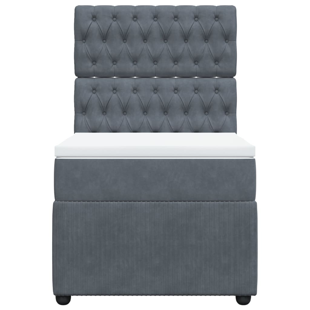 Sommier tapissier avec matelas gris foncé 100x200 cm velours
