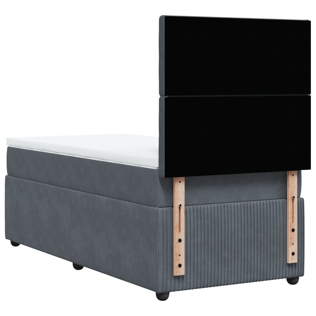Sommier tapissier avec matelas gris foncé 100x200 cm velours