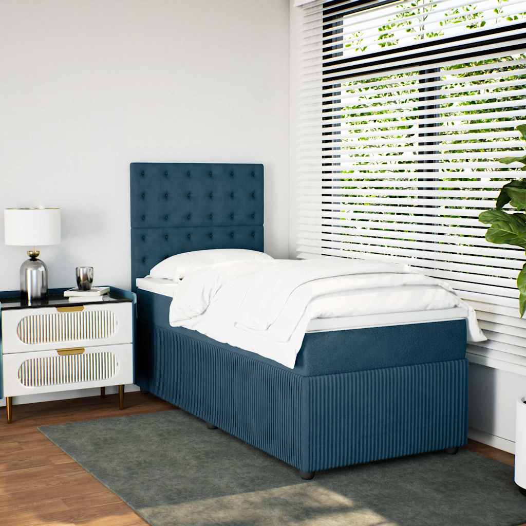 Boxspringbett mit Matratze Dunkelblau 100x200 cm Samt