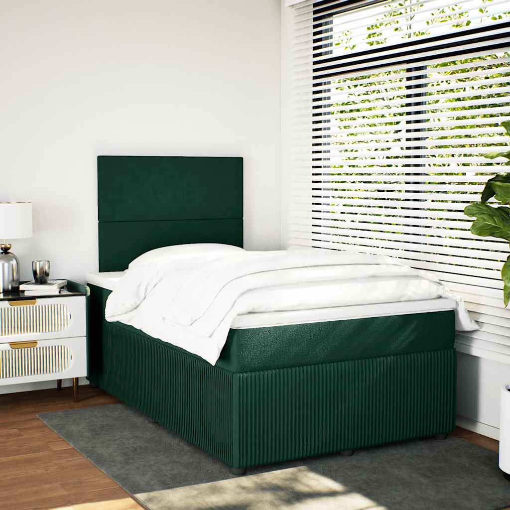 Boxspringbett mit Matratze Dunkelgrün 120x190 cm Samt