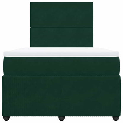 Boxspringbett mit Matratze Dunkelgrün 120x190 cm Samt