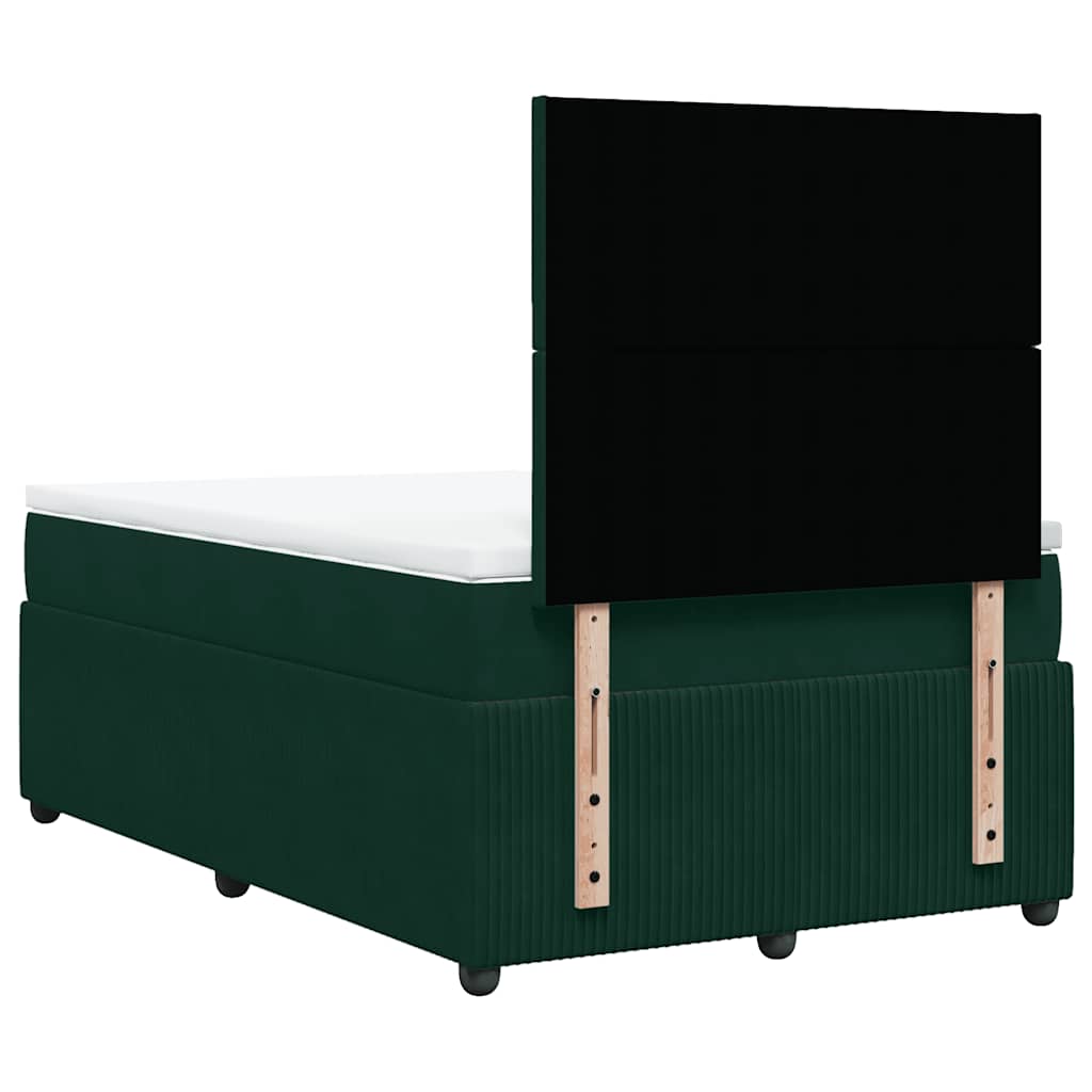 Boxspringbett mit Matratze Dunkelgrün 120x190 cm Samt