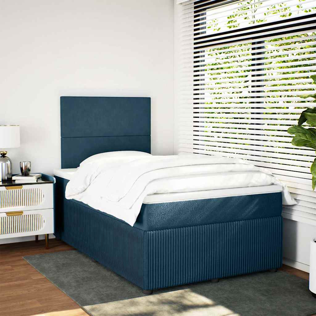 Boxspringbett mit Matratze Dunkelblau 120x190 cm Samt