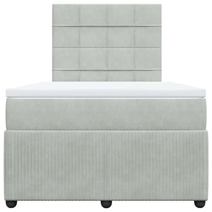 Boxspringbett mit Matratze Hellgrau 120x190 cm Samt