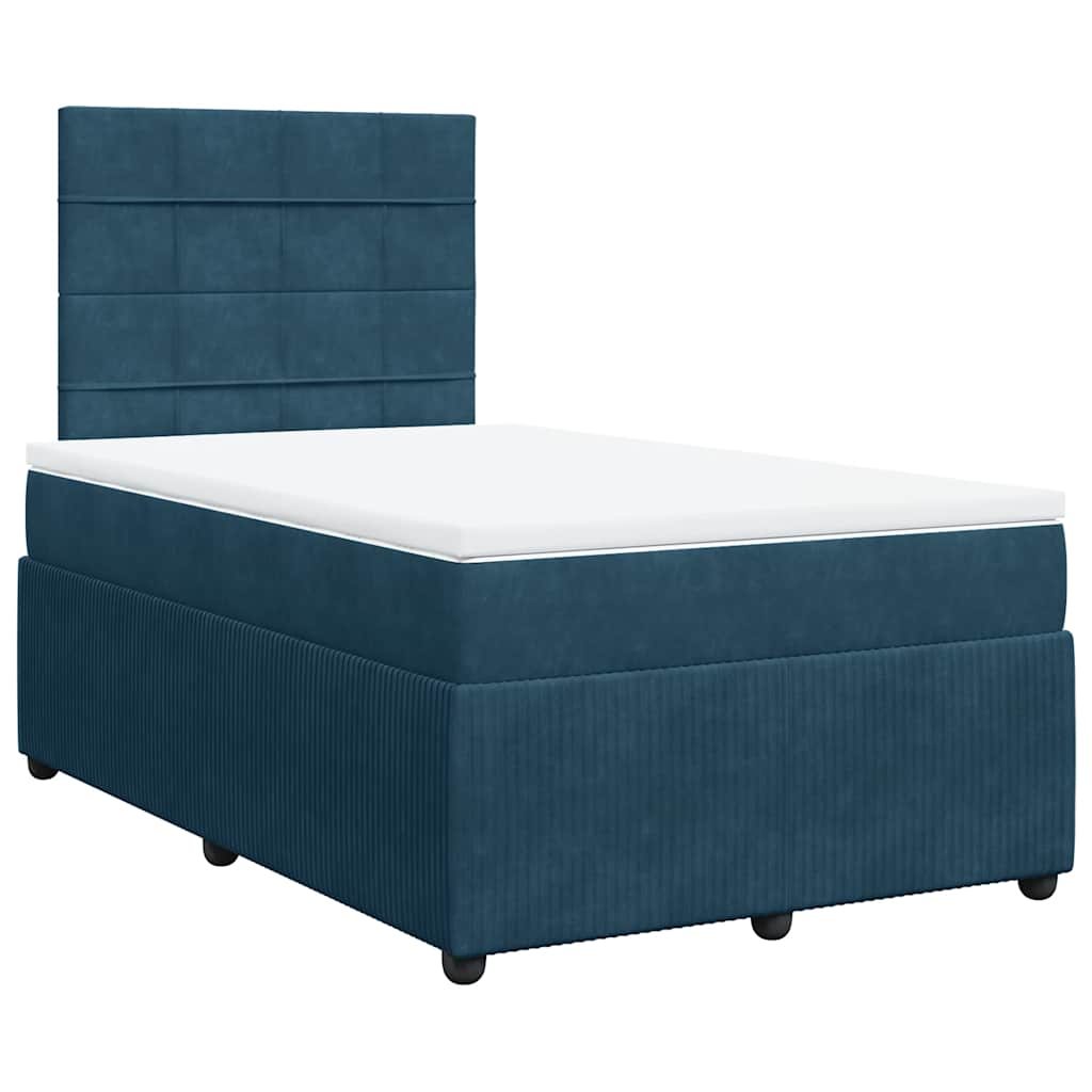Boxspringbett mit Matratze Dunkelblau 120x190 cm Samt