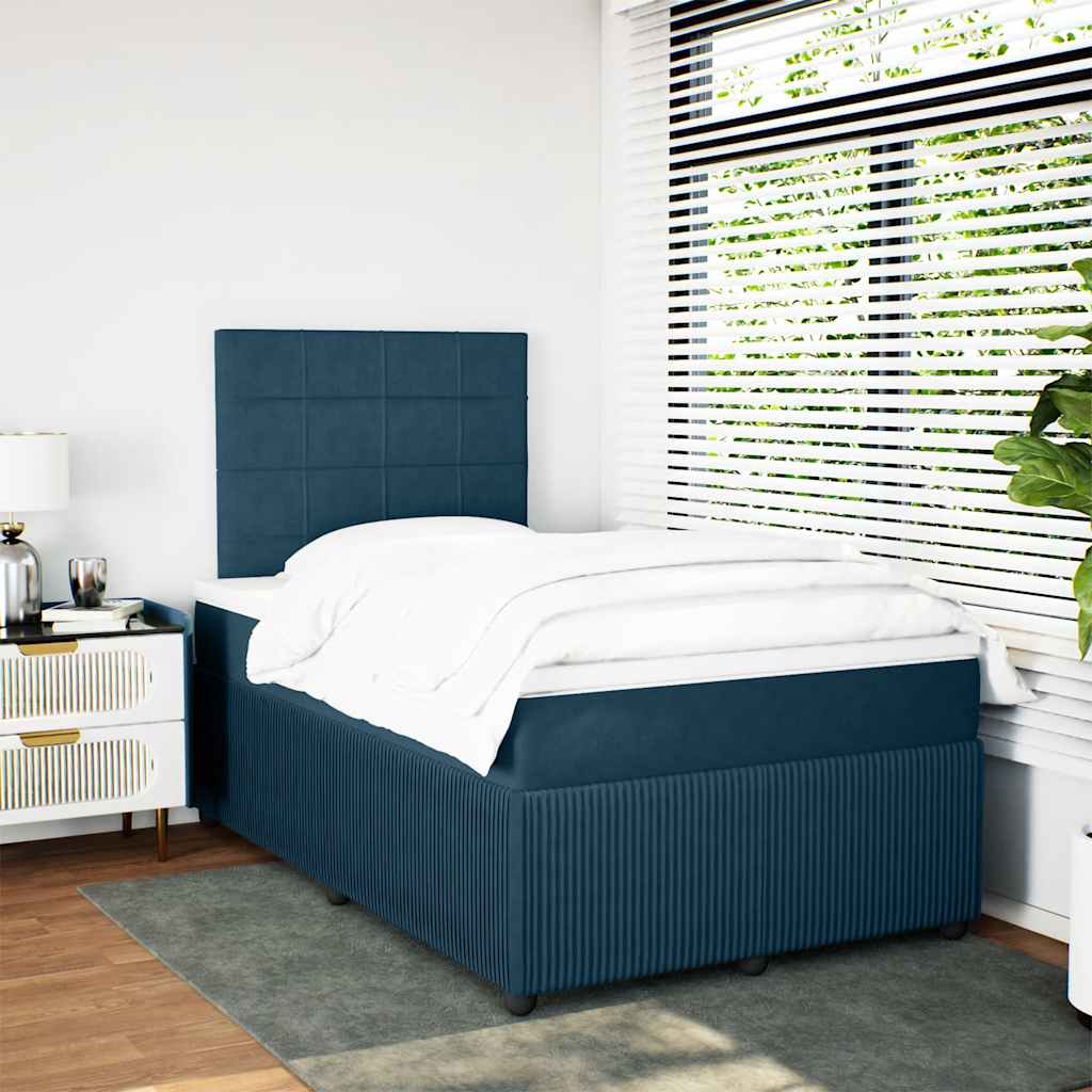 Boxspringbett mit Matratze Dunkelblau 120x190 cm Samt