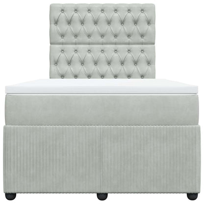 Boxspringbett mit Matratze Hellgrau 120x190 cm Samt