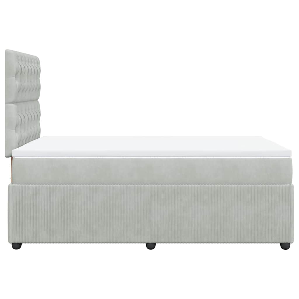 Boxspringbett mit Matratze Hellgrau 120x190 cm Samt