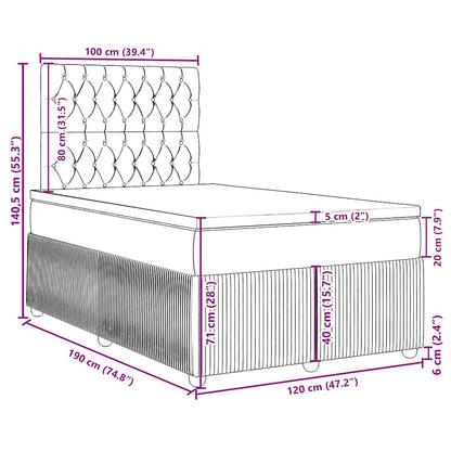 Boxspringbett mit Matratze Schwarz 120x190 cm Samt