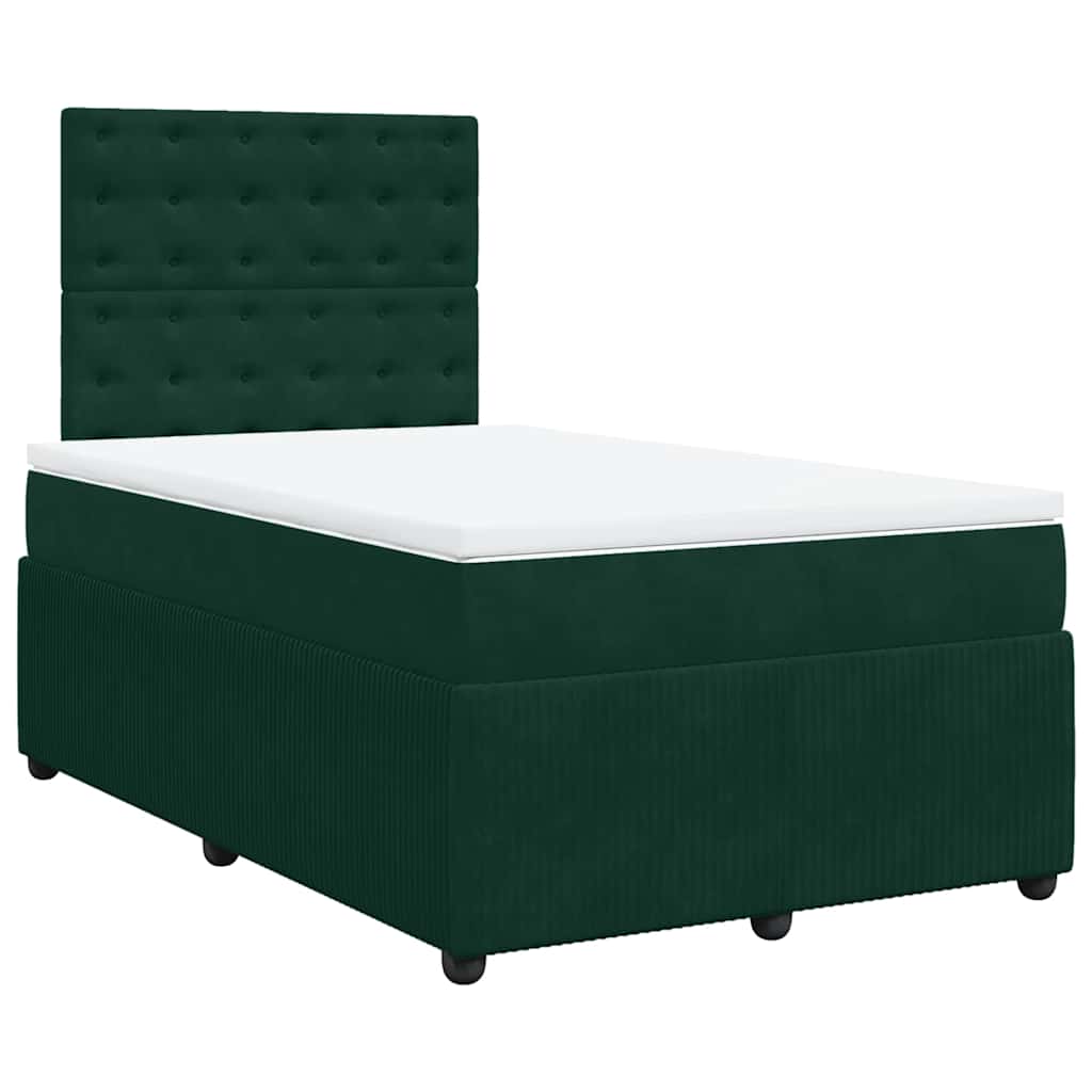 Boxspringbett mit Matratze Dunkelgrün 120x190 cm Samt
