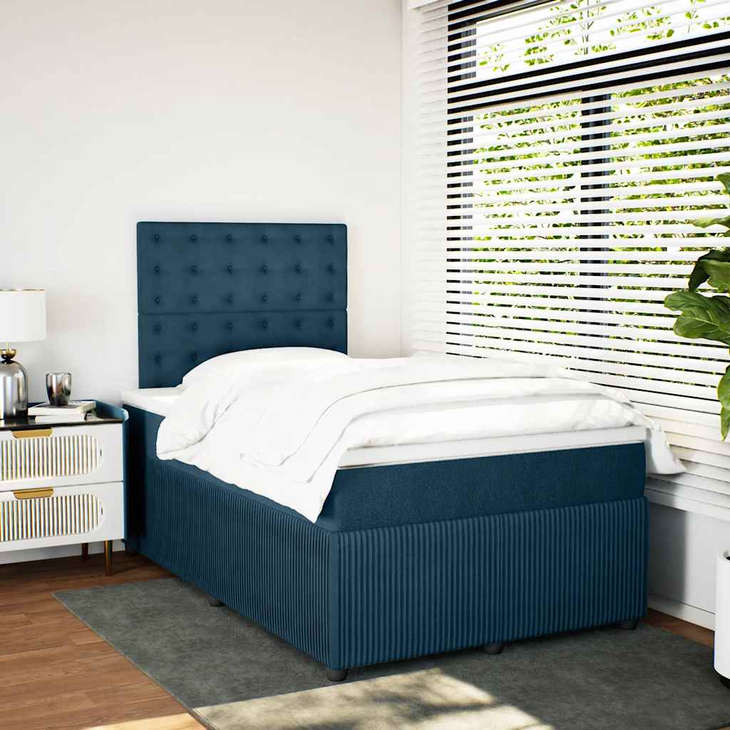 Boxspringbett mit Matratze Dunkelblau 120x190 cm Samt