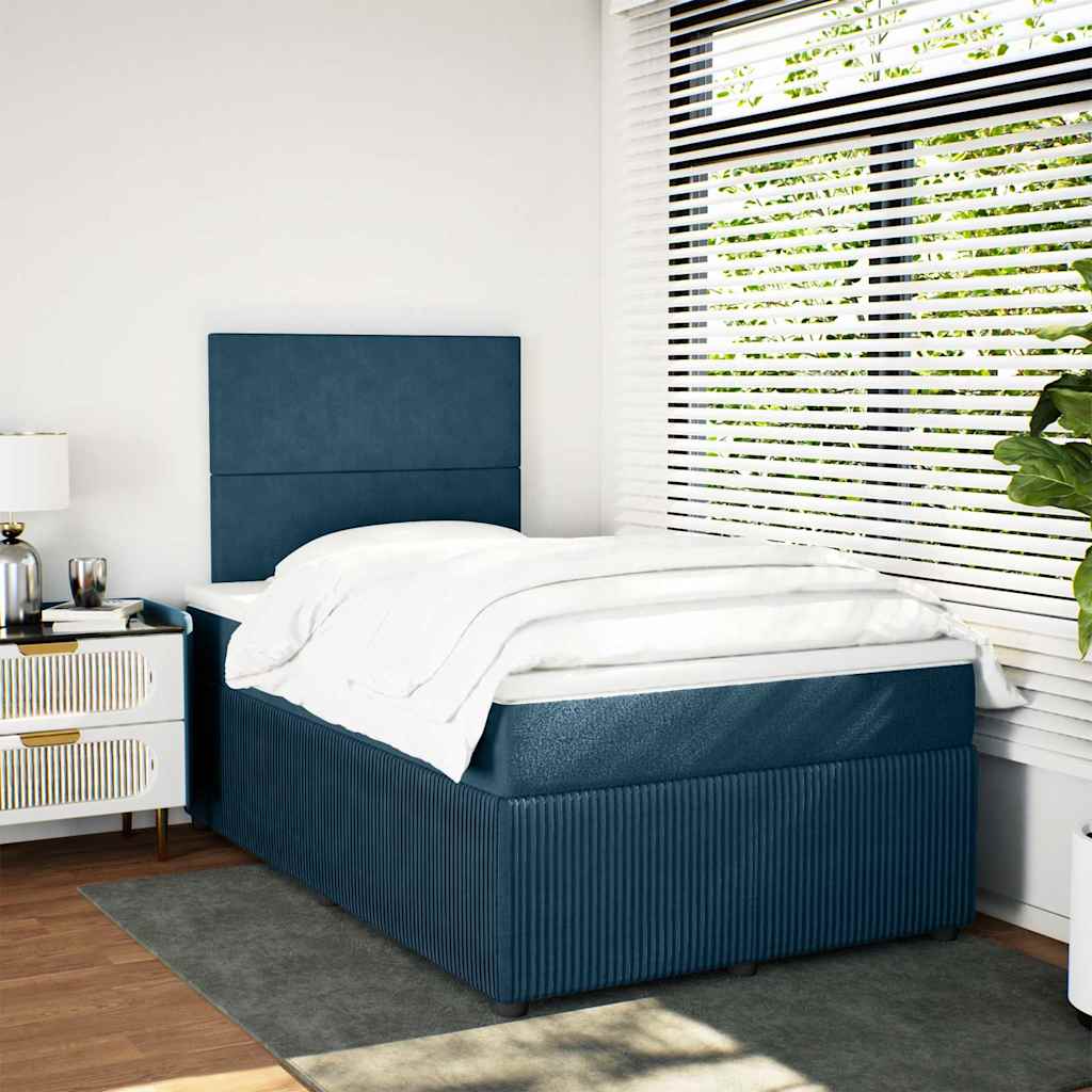 Boxspringbett mit Matratze Dunkelblau 120x200 cm Samt
