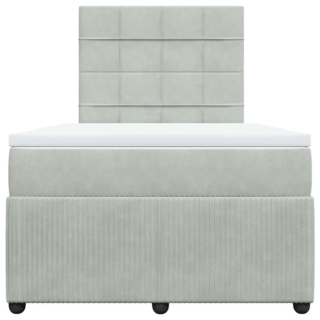 Boxspringbett mit Matratze Hellgrau 120x200 cm Samt