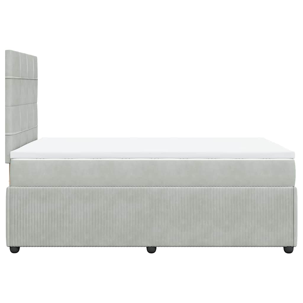 Boxspringbett mit Matratze Hellgrau 120x200 cm Samt