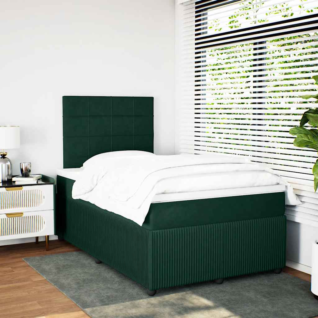 Boxspringbett mit Matratze Dunkelgrün 120x200 cm Samt
