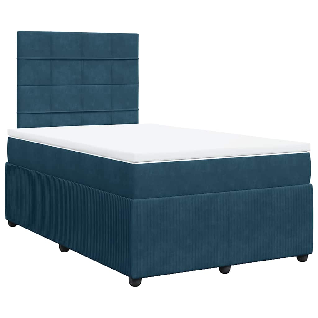 Boxspringbett mit Matratze Dunkelblau 120x200 cm Samt