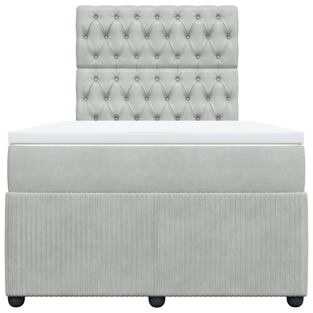 Boxspringbett mit Matratze Hellgrau 120x200 cm Samt