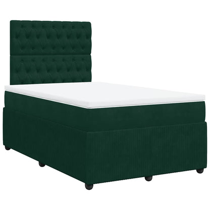 Boxspringbett mit Matratze Dunkelgrün 120x200 cm Samt