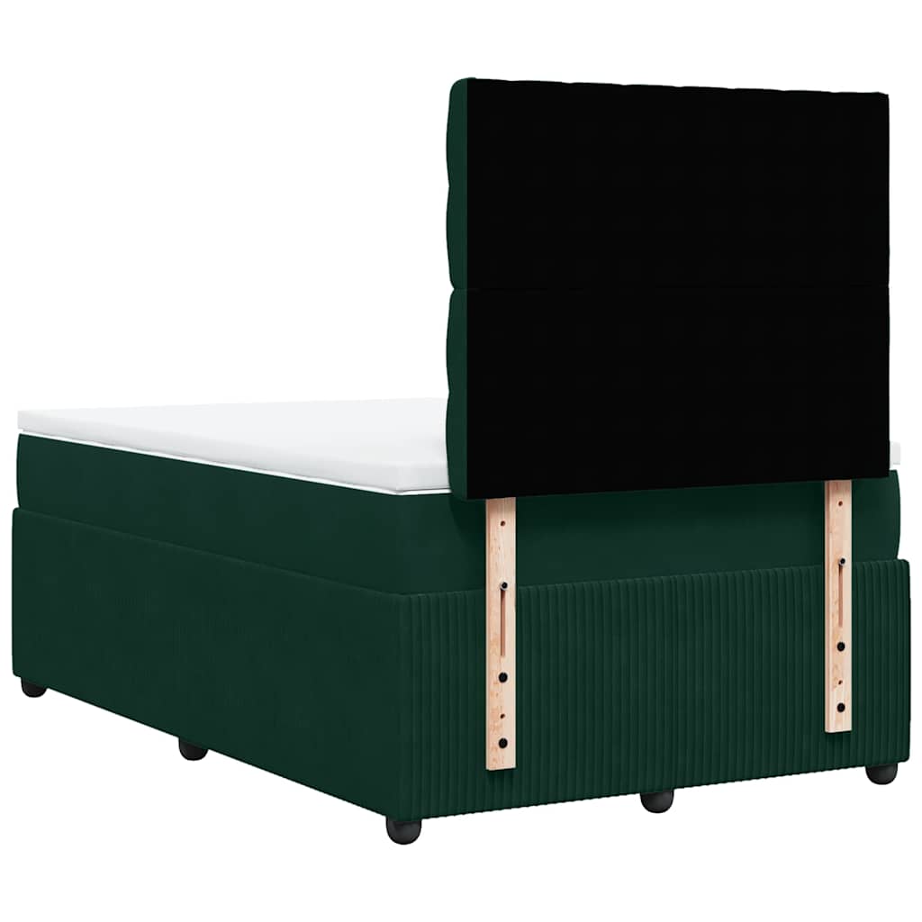 Boxspringbett mit Matratze Dunkelgrün 120x200 cm Samt