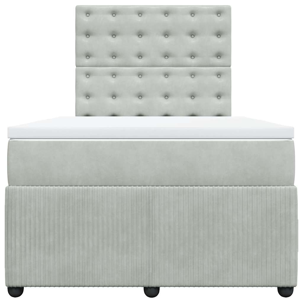 Boxspringbett mit Matratze Hellgrau 120x200 cm Samt