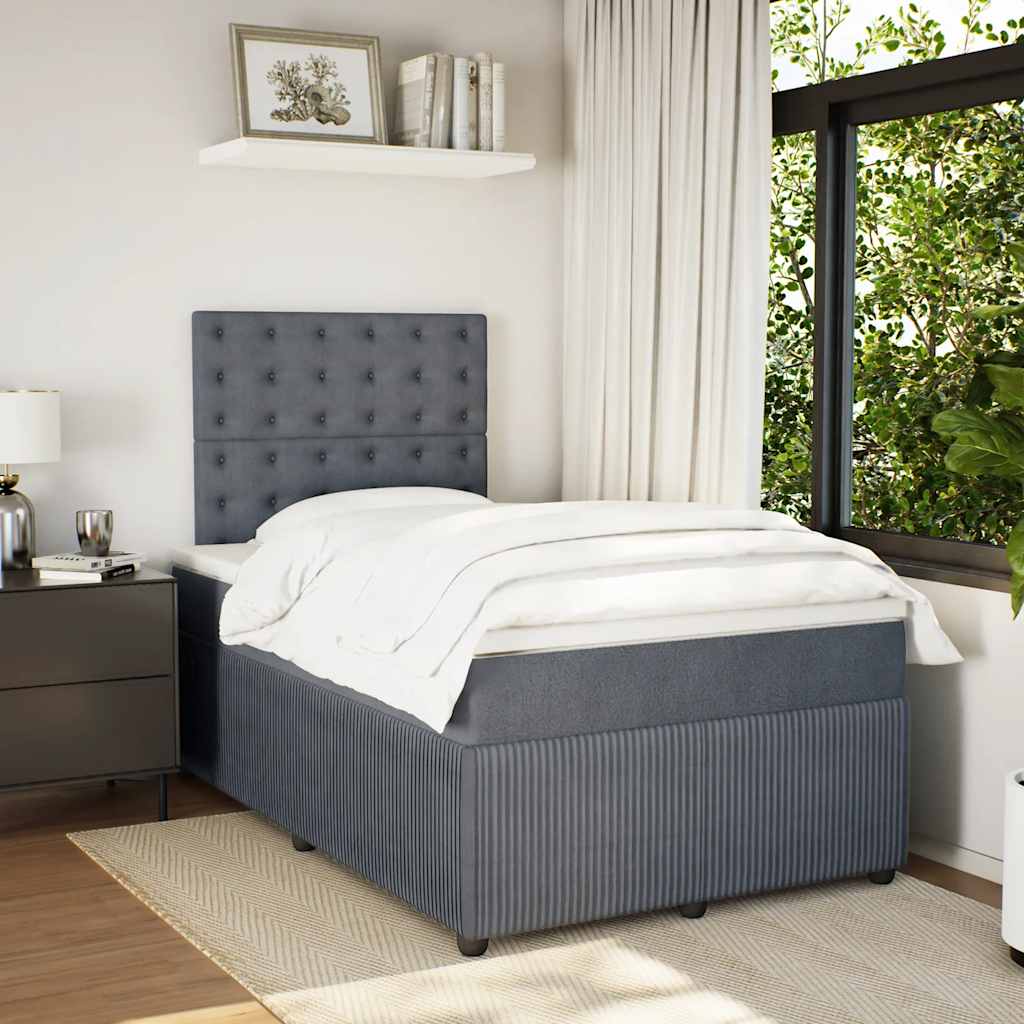 Boxspringbett mit Matratze Dunkelgrau 120x200 cm Samt