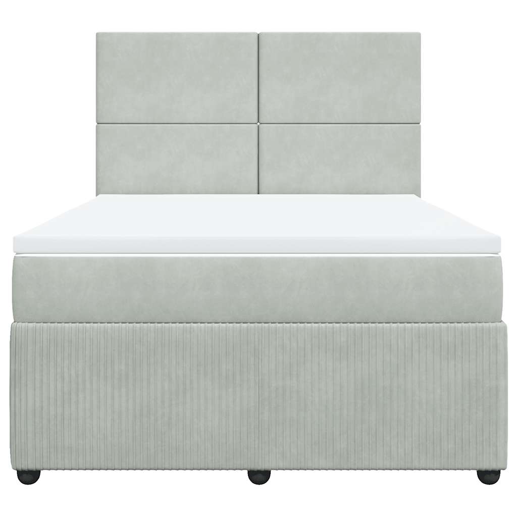 Boxspringbett mit Matratze Hellgrau 140x190 cm Samt