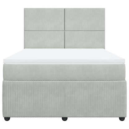 Boxspringbett mit Matratze Hellgrau 140x190 cm Samt
