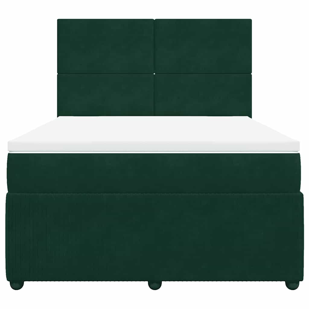 Boxspringbett mit Matratze Dunkelgrün 140x190 cm Samt