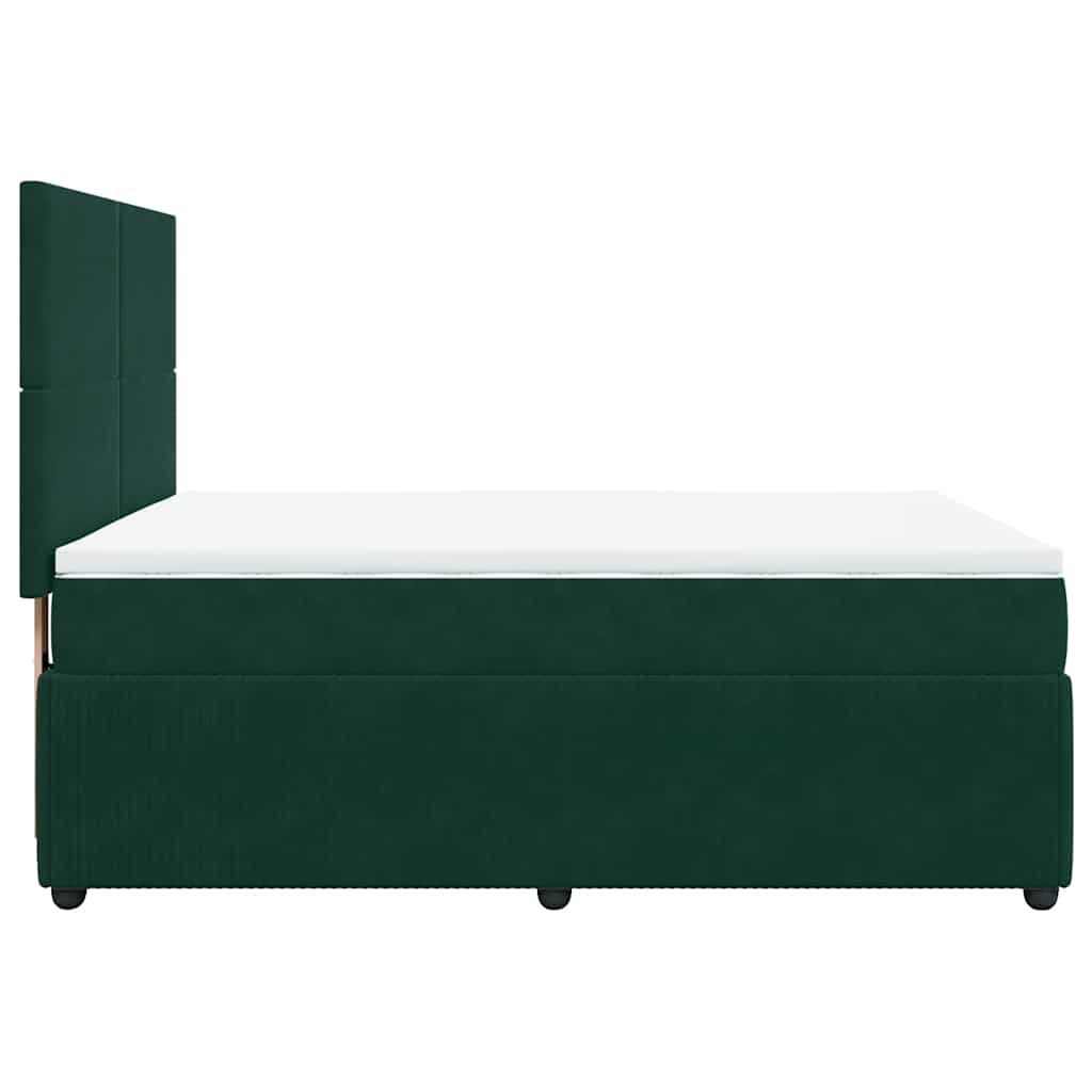 Boxspringbett mit Matratze Dunkelgrün 140x190 cm Samt