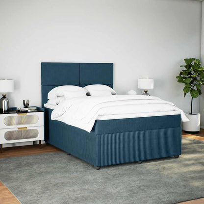 Boxspringbett mit Matratze Dunkelblau 140x190 cm Samt