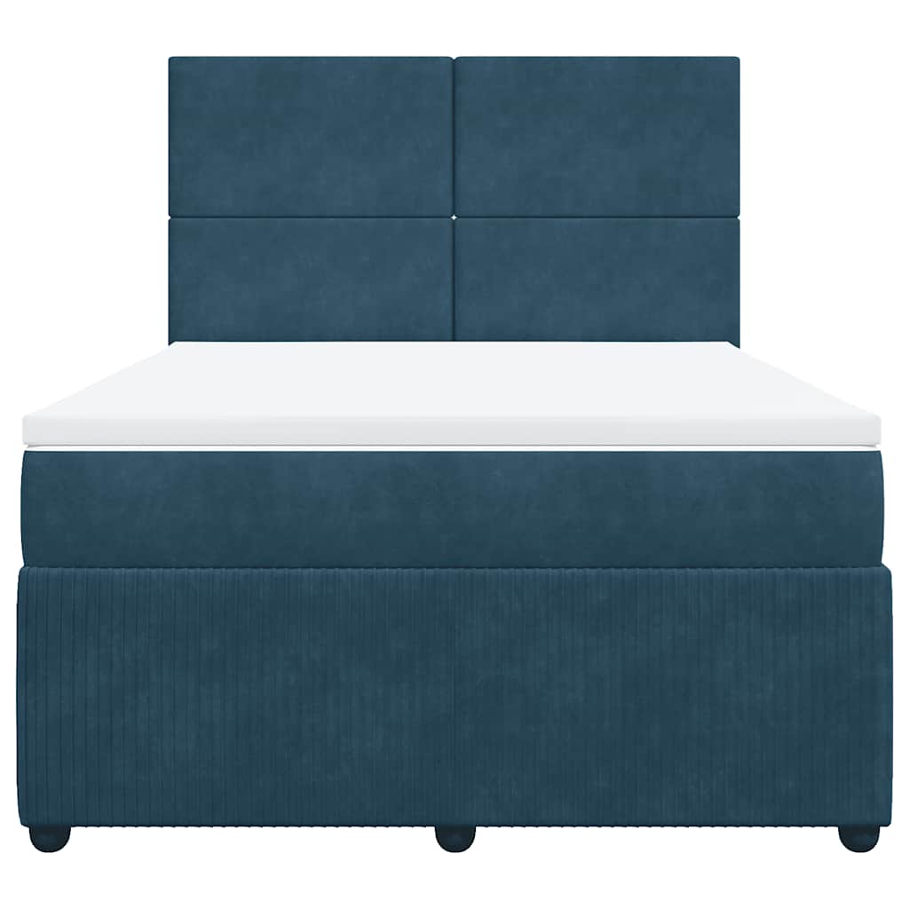 Boxspringbett mit Matratze Dunkelblau 140x190 cm Samt