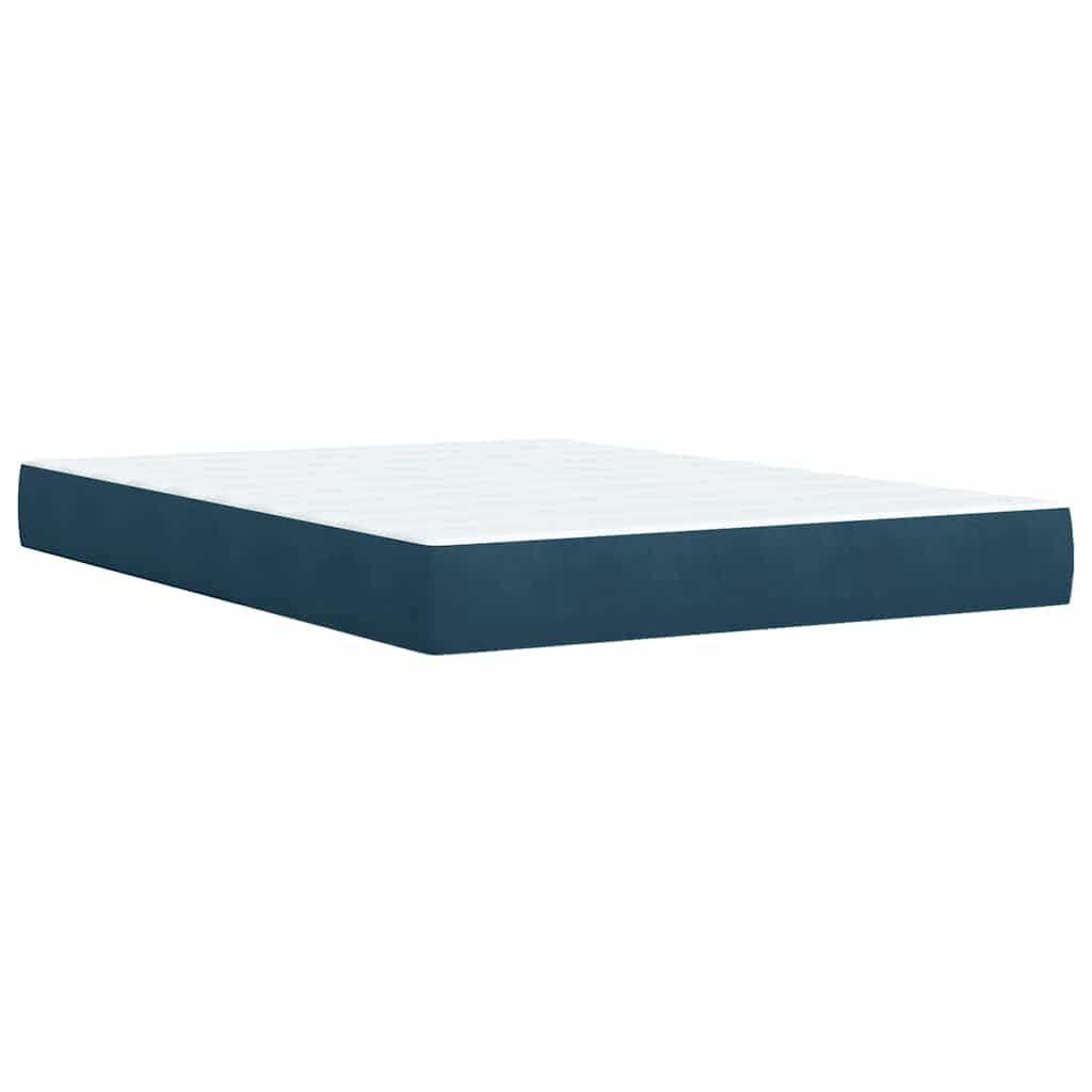 Boxspringbett mit Matratze Dunkelblau 140x190 cm Samt