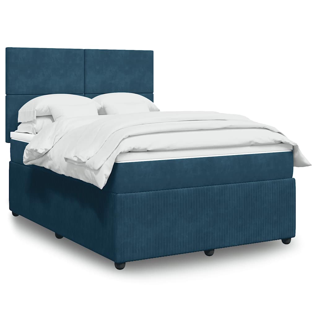 Boxspringbett mit Matratze Dunkelblau 140x190 cm Samt