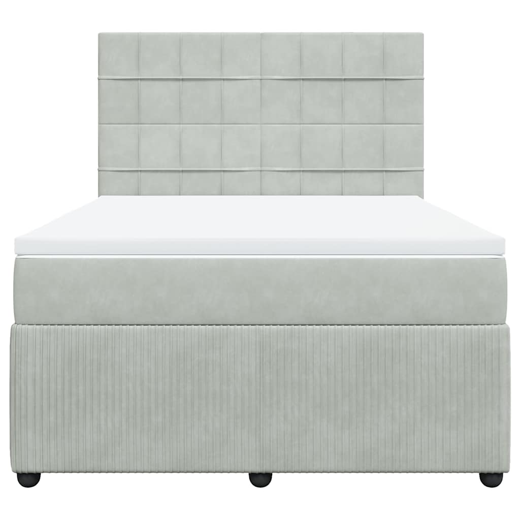 Boxspringbett mit Matratze Hellgrau 140x190 cm Samt