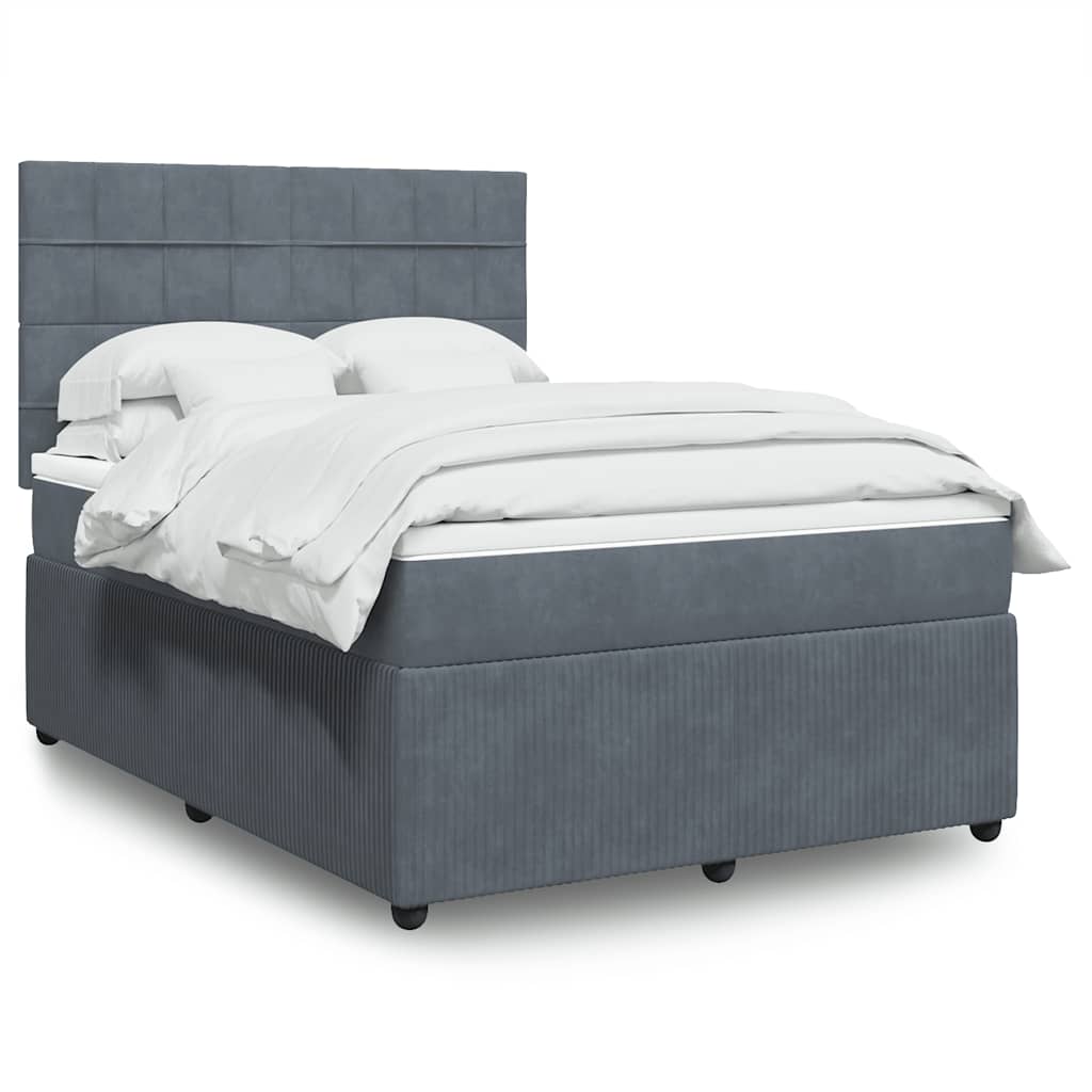 Boxspringbett mit Matratze Dunkelgrau 140x190 cm Samt