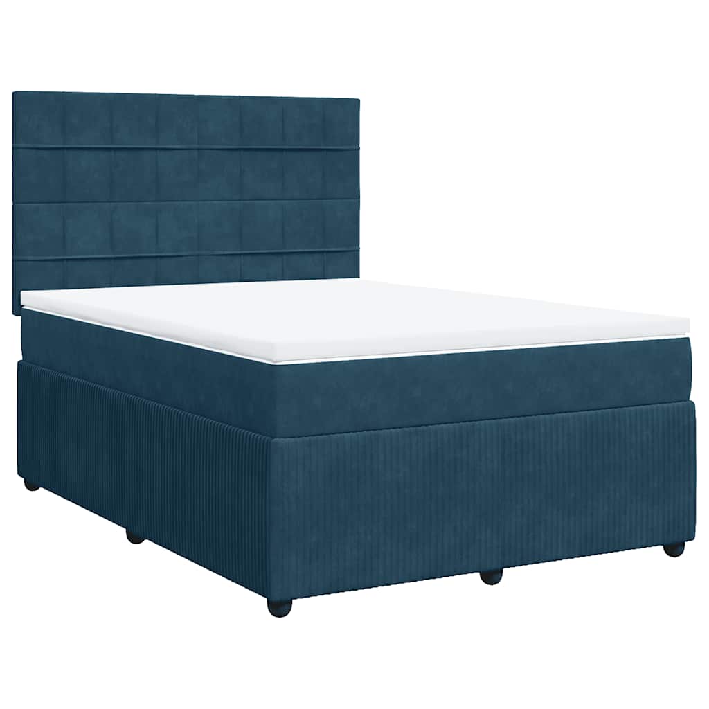 Boxspringbett mit Matratze Dunkelblau 140x190 cm Samt