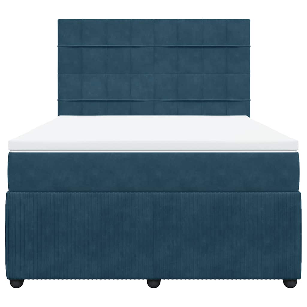 Boxspringbett mit Matratze Dunkelblau 140x190 cm Samt