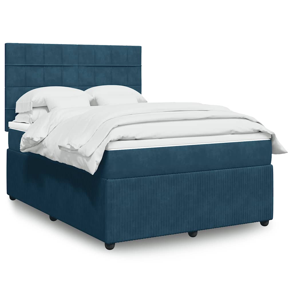 Boxspringbett mit Matratze Dunkelblau 140x190 cm Samt