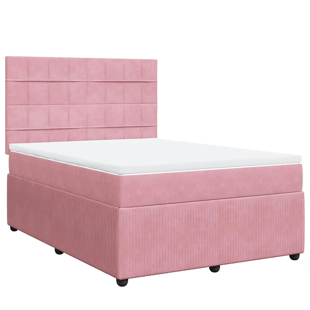 Boxspringbett mit Matratze Rosa 140x190 cm Samt