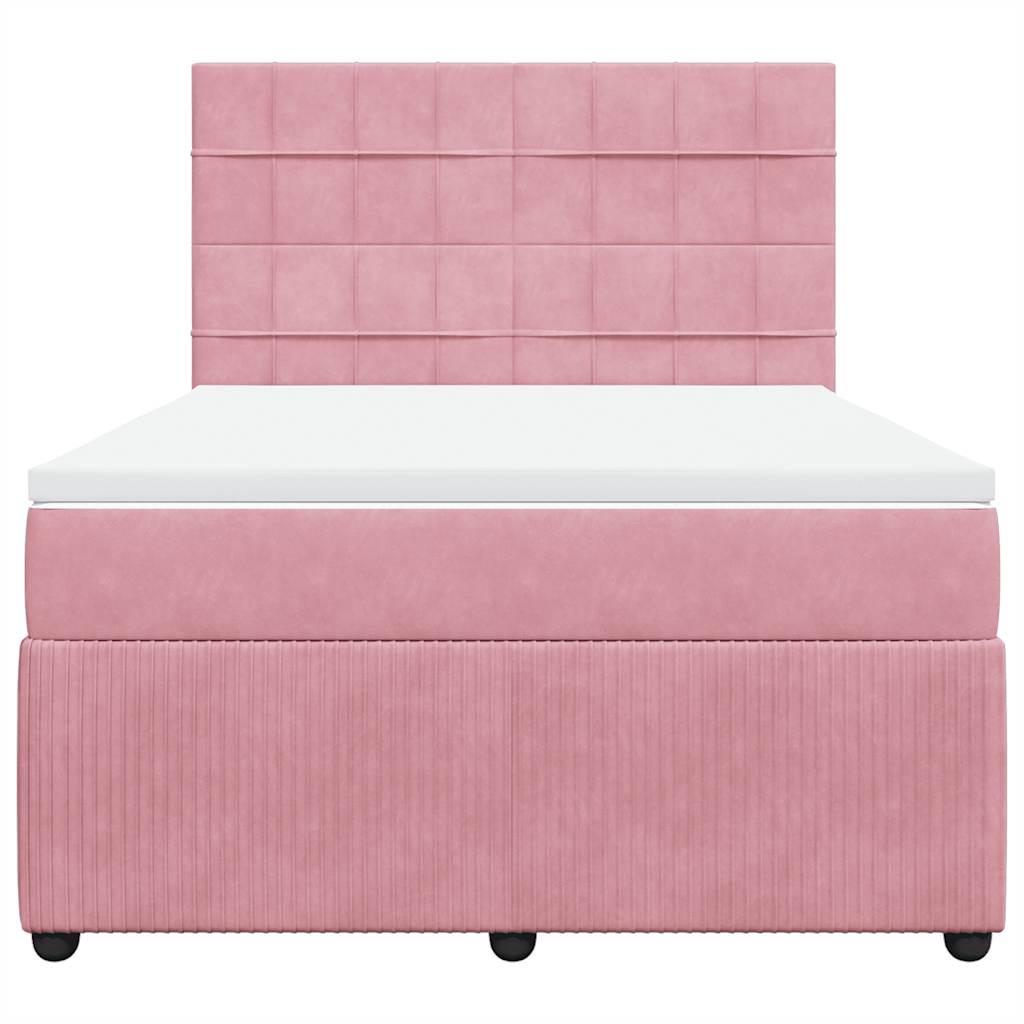 Boxspringbett mit Matratze Rosa 140x190 cm Samt